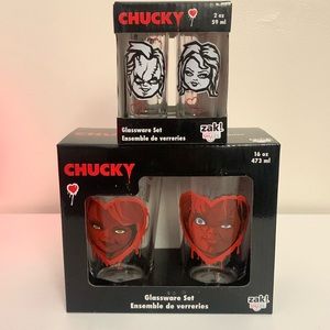 Valentine's Day Chucky Glassware Set Of 16 oz and 2 oz.